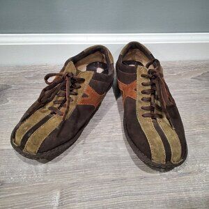 Born Brown Green Leather Suede Lace Up Casual Oxford Shoes Women's US 7